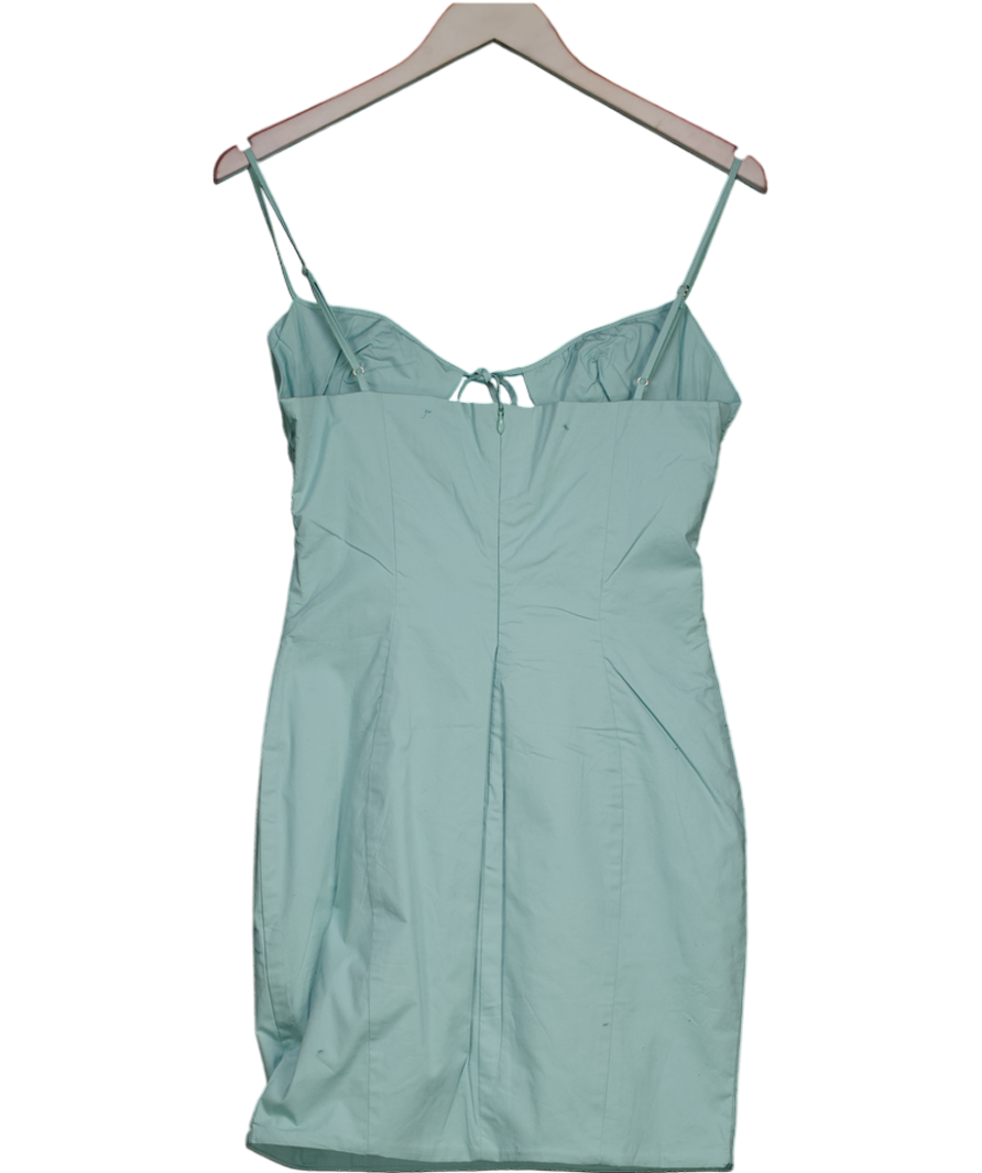 Oh Polly Blue Ruched Bust Cut Out Tie Mini Bodycon Dress UK 10