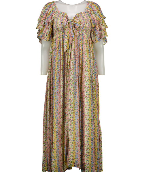 byTIMO Multicoloured Memory Lane Georgette Tieband Dress UK M