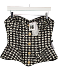 NADINE MERABI Black Maya Check Corset Top UK 10