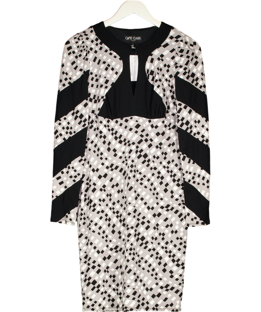 Ossie Clark Grey Keyhole Geometric Printed Dress UK 10