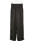 SUNDAR BAY Black Satin Ruched Elastic Waist Wide Leg Trousers UK 8
