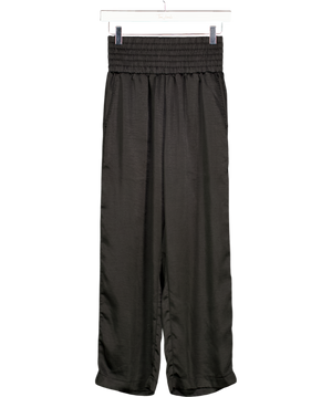 SUNDAR BAY Black Satin Ruched Elastic Waist Wide Leg Trousers UK 8