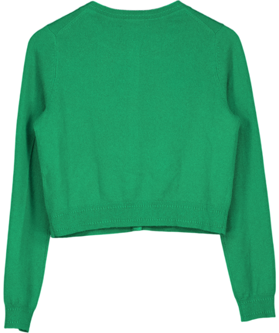 BODEN Green Eva 100% Cashmere Cropped Cardigan UK S