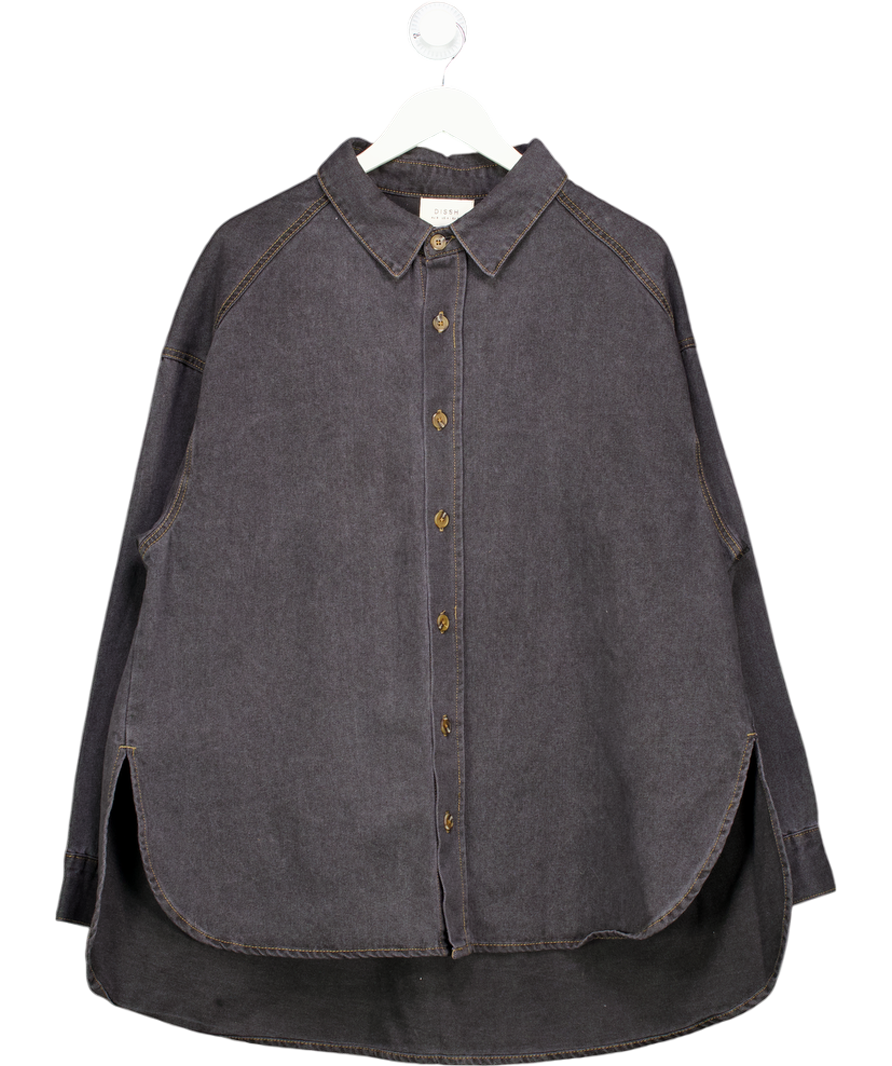 DISSH Ashton Washed Black Oversized Denim Shirt UK 8