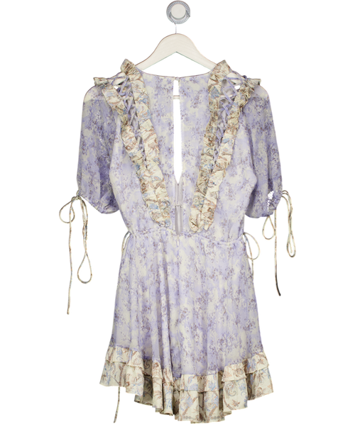 ASOS Design Blue Floral Open Back Frill Detail Dress UK 6