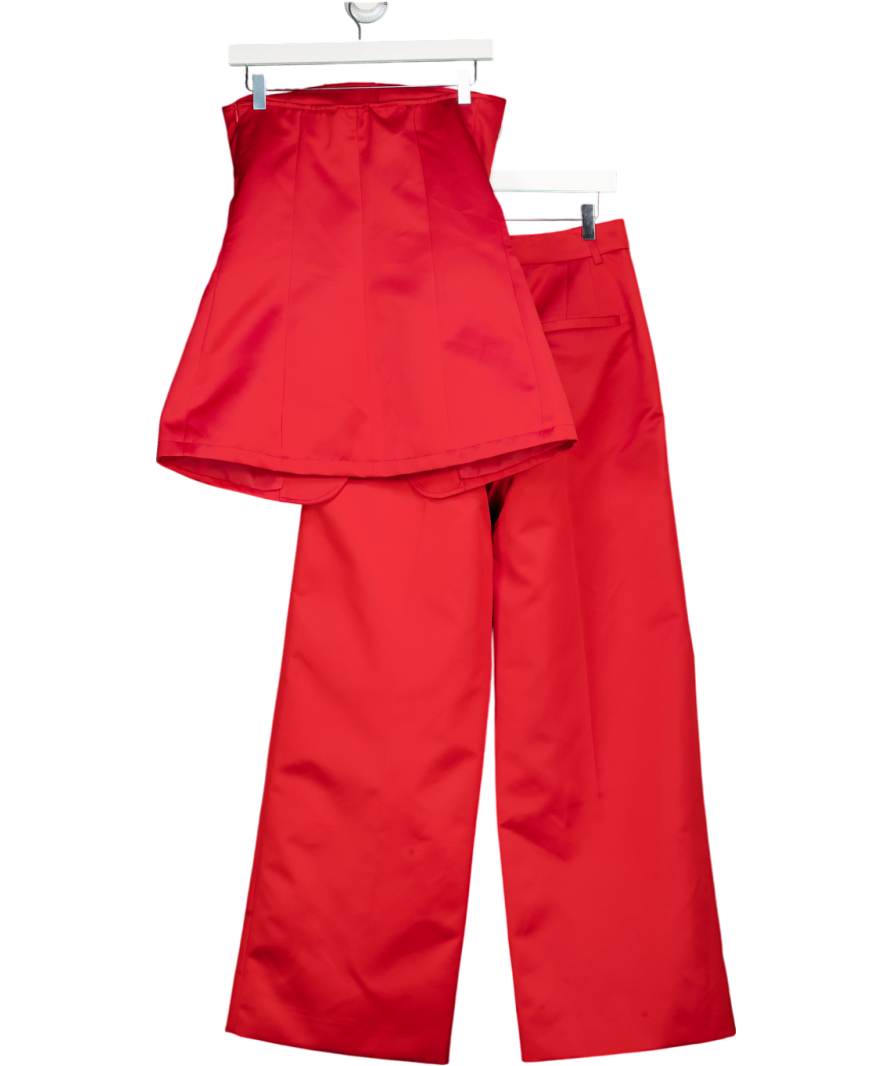 The Frankie Shop 2-piece Red Satinbbrickell Wide Leg Trousers And Luma Bustier Top Set UK S