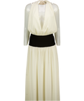 FENITY Cream / Black Ophelia Halter Maxi Dress UK XS
