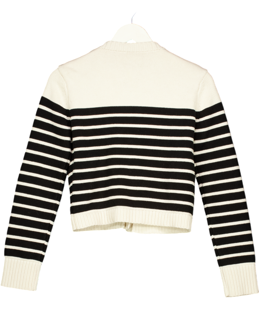 Karen Millen Cream Cotton Knit Nautical Boxy Stripe Jacket UK S