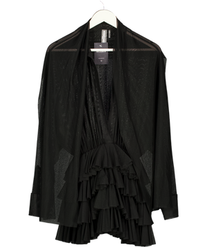 NORMA KAMALI Black Ruffled Jersey Mini Dress UK XXS