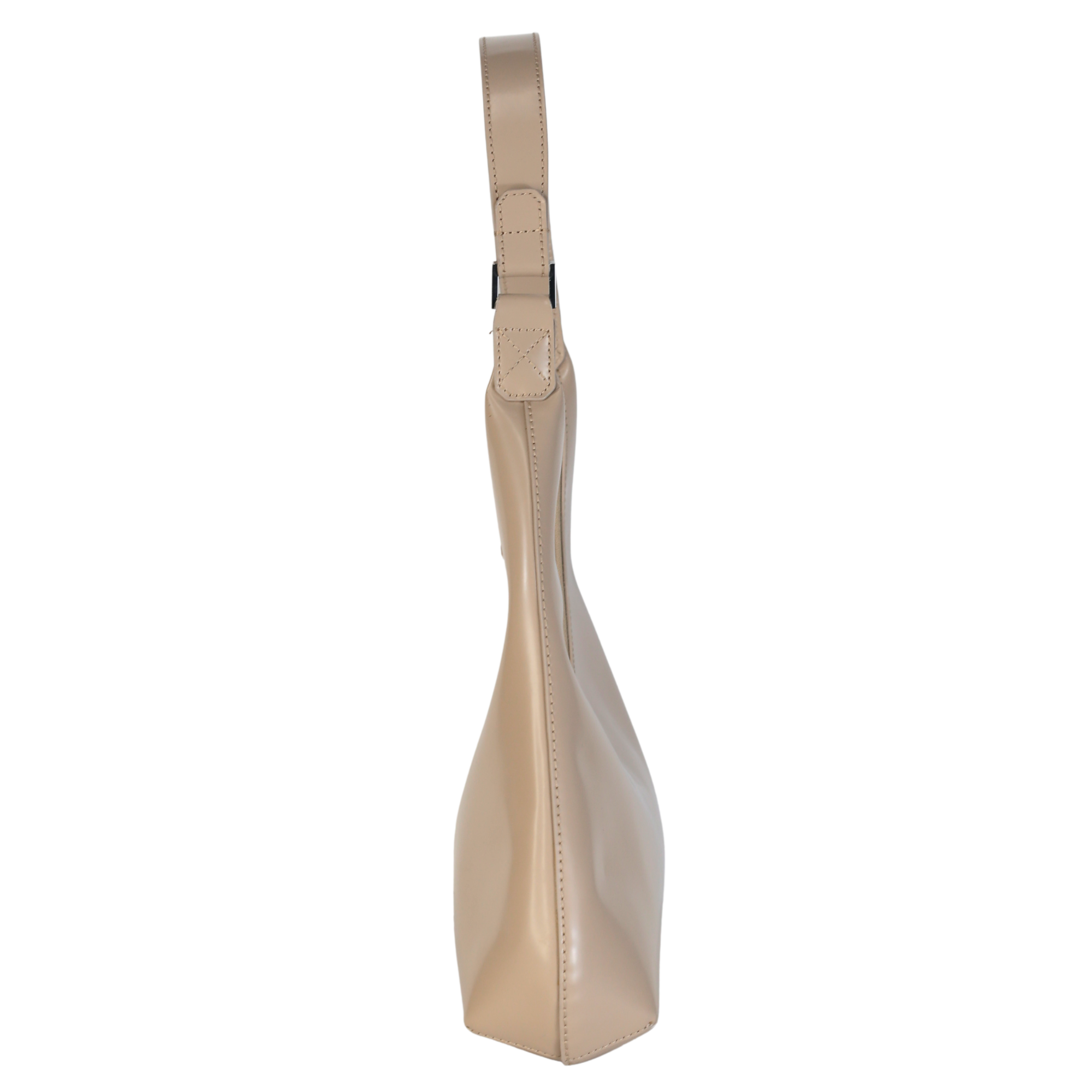 BY FAR Beige Amber Semi Patent Leather Shoulder Bag