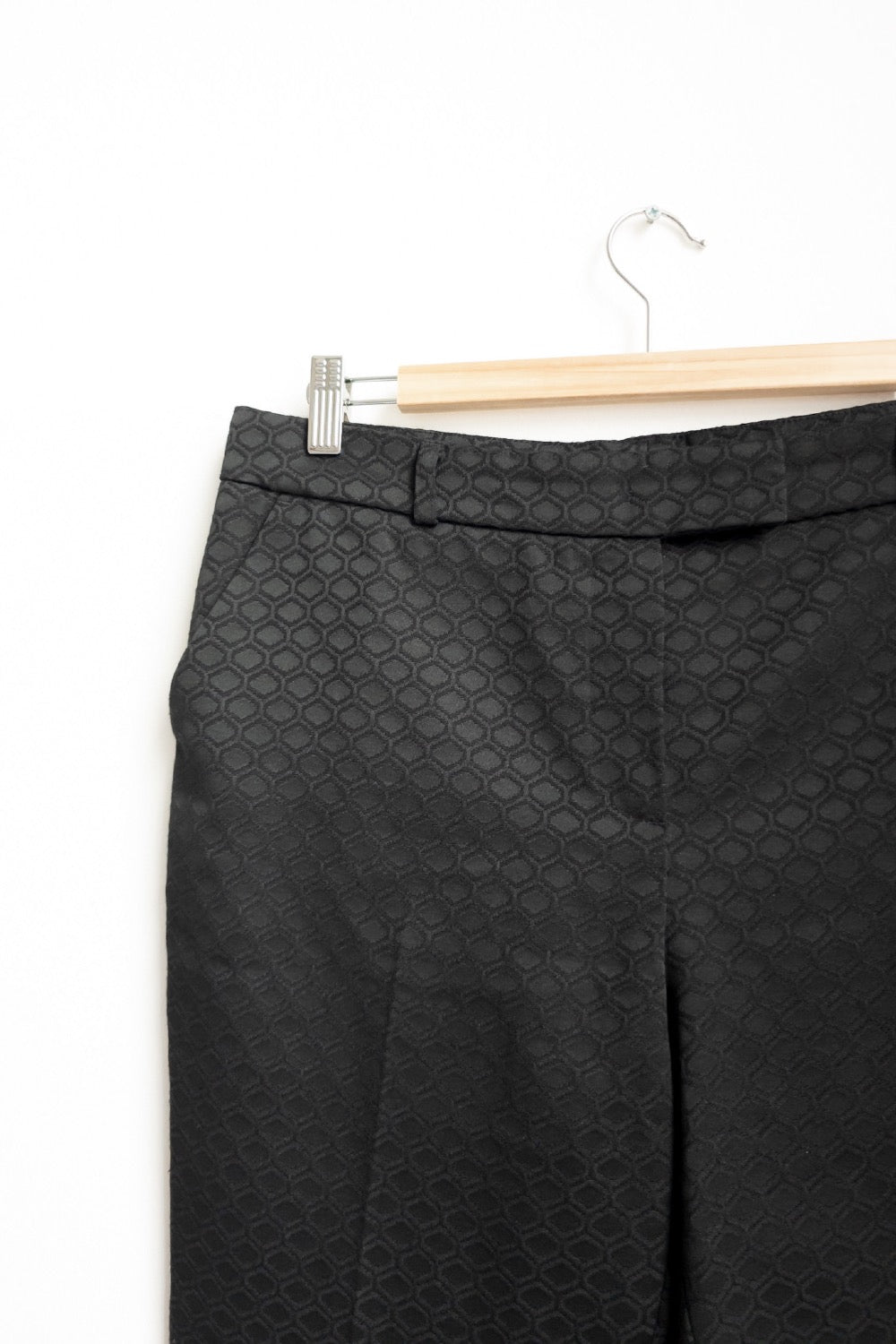 JAEGER Black  Geometric print Jacquard Chino Trousers UK 12