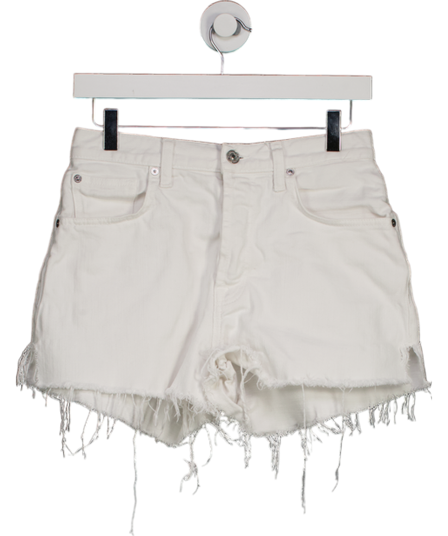 7 For All Mankind White Denim Distressed Shorts W27