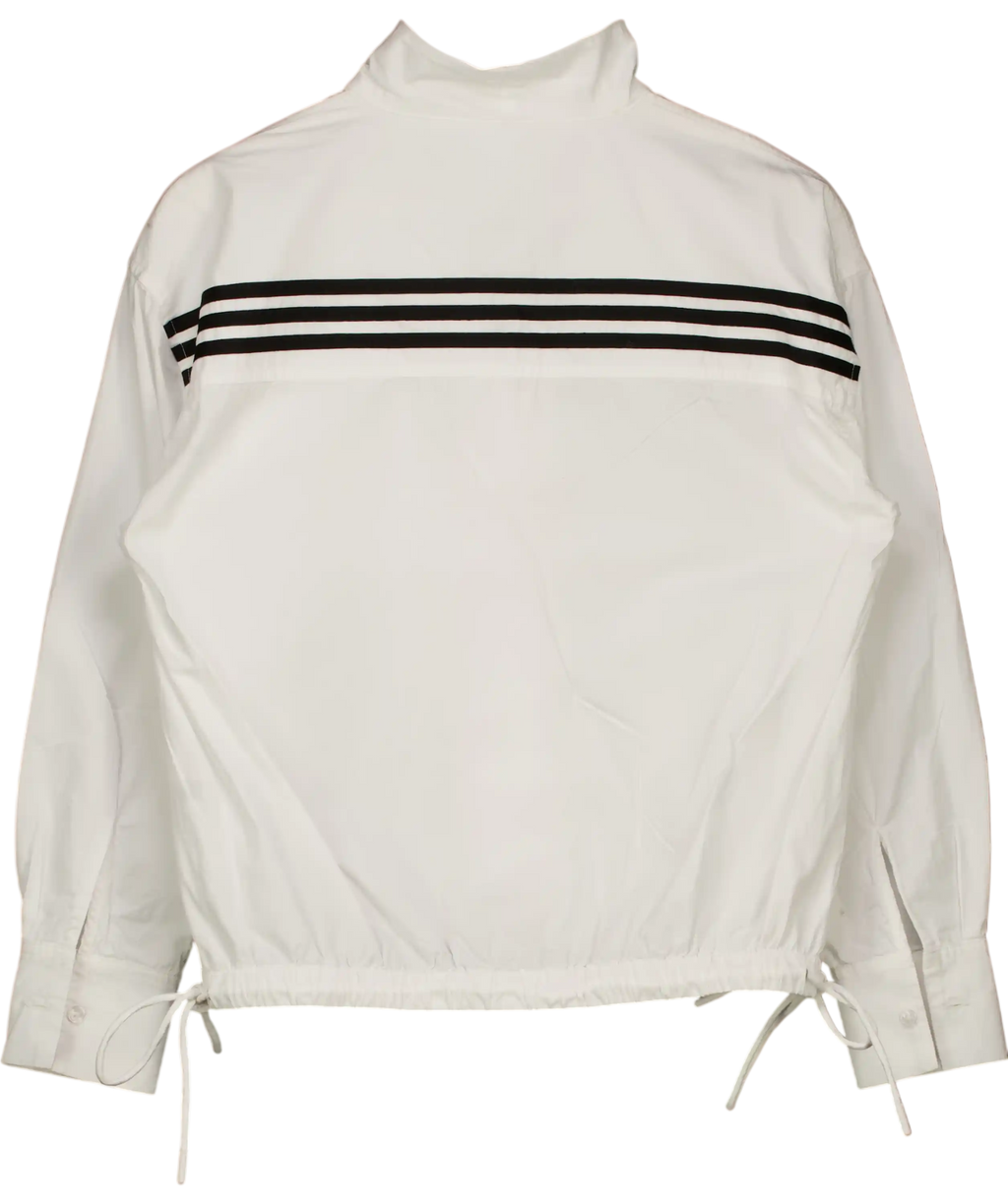 adidas White Long Sleeve Draw String Shirt UK XS