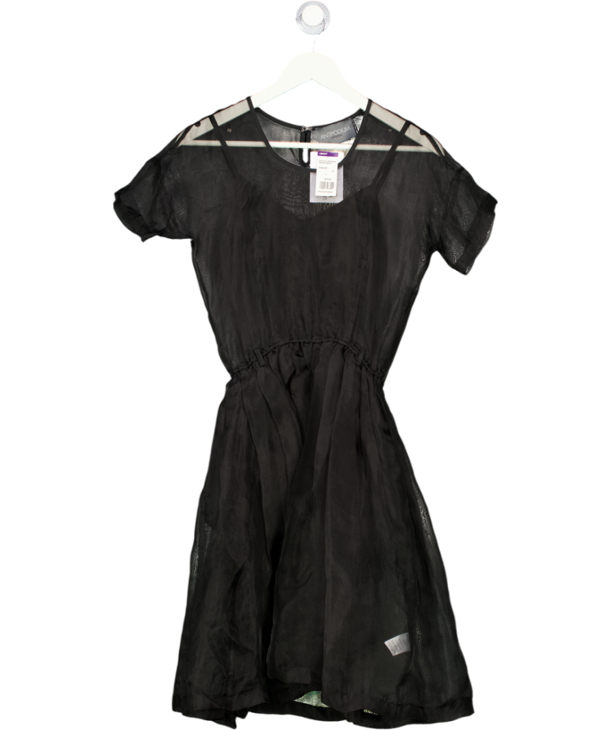 ANTIPODIUM LONDON Black Organza Mini Dress UK 6