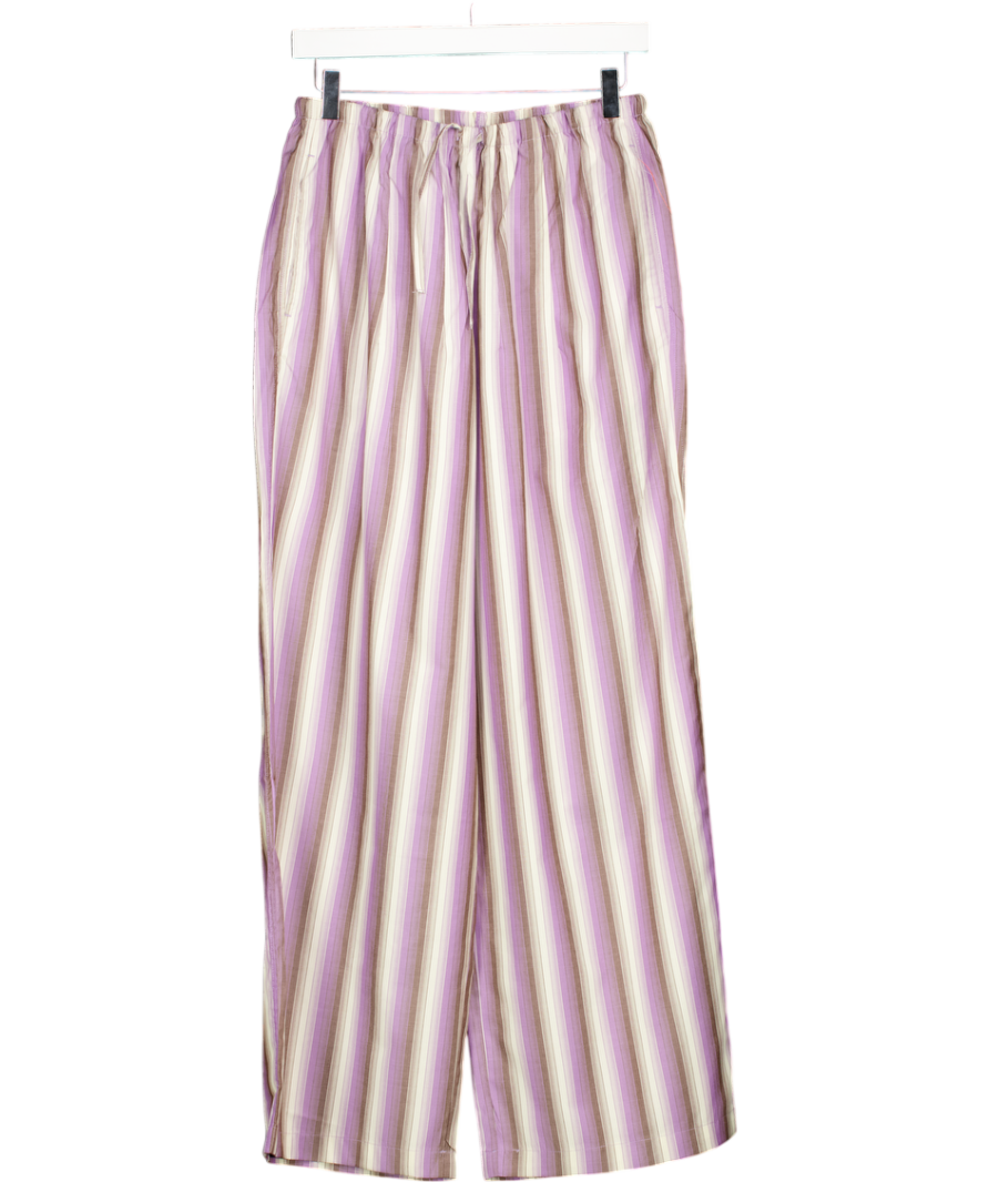 TOPSHOP Purple Stripe Poplin Pull On Wide Leg Trouser UK S