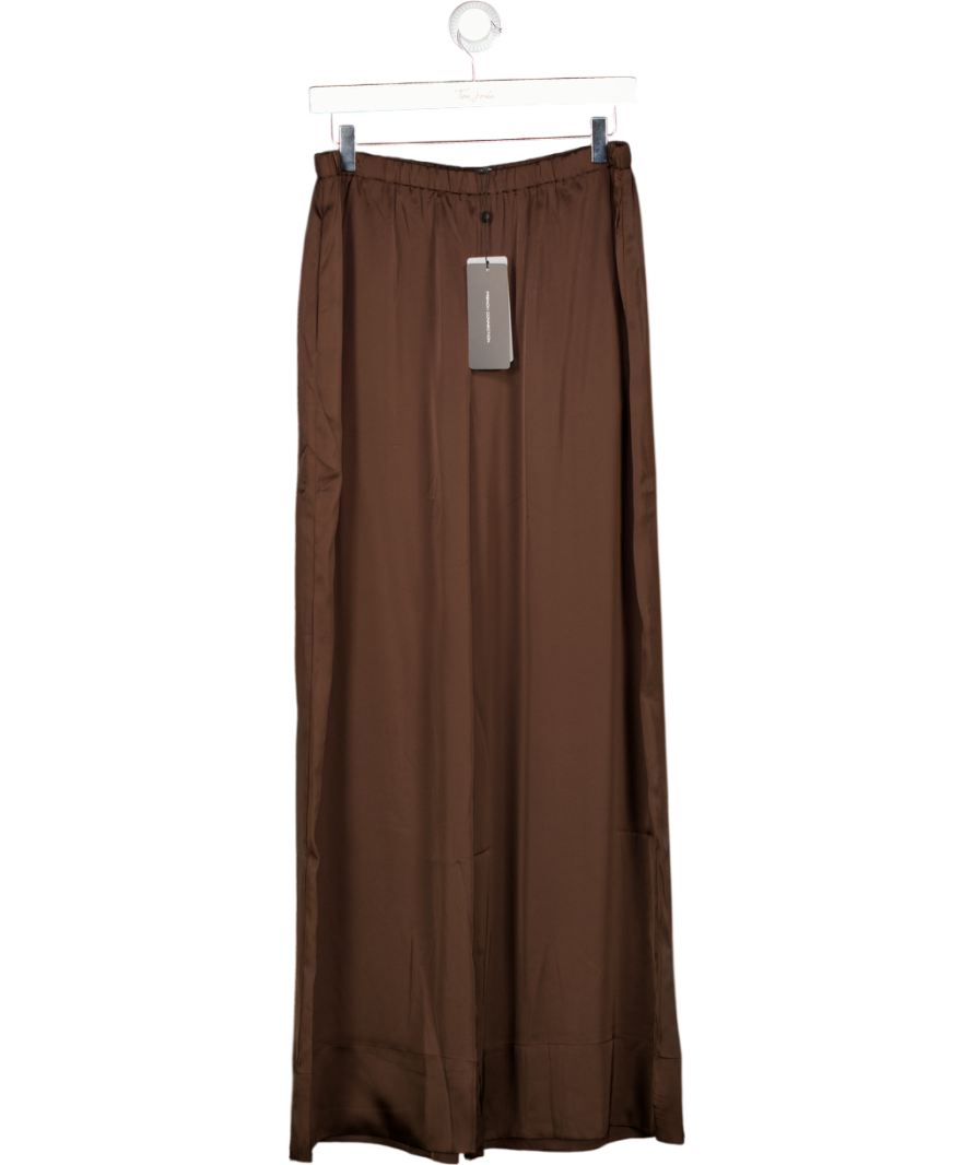 FRENCH CONNECTION Bernadetta Satin Wide Leg Trousers, Bitter Chocolate Brown UK M