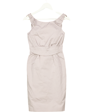 Karen Millen Grey Square Neck Bow Detail Midi Dress UK 8