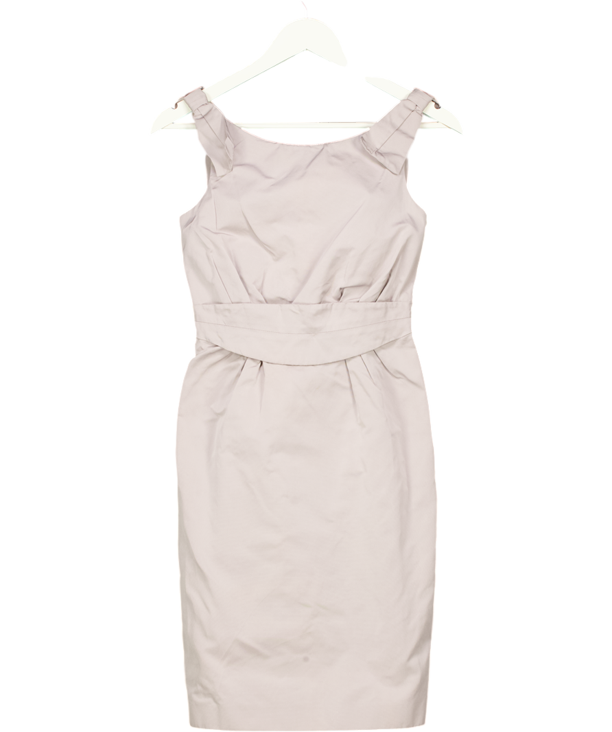 Karen Millen Grey Square Neck Bow Detail Midi Dress UK 8