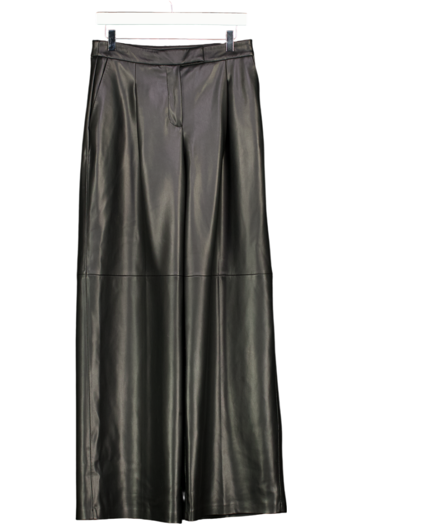 MANGO Riga Faux Leather Straight Tailored Trouser In Black UK 10