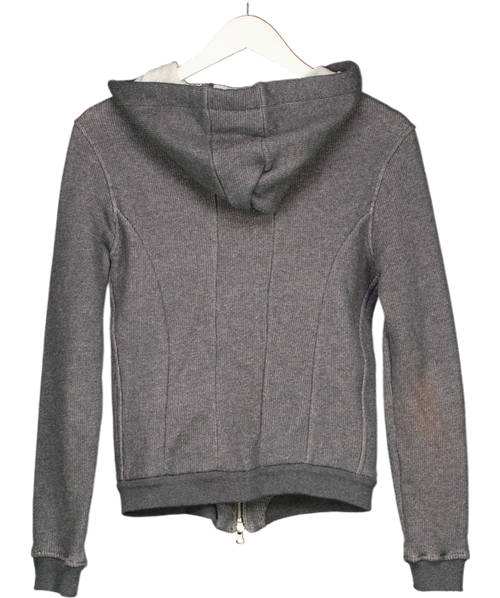 lot78 Grey Eoc1 Suede Front Zipped Hoodie UK XS