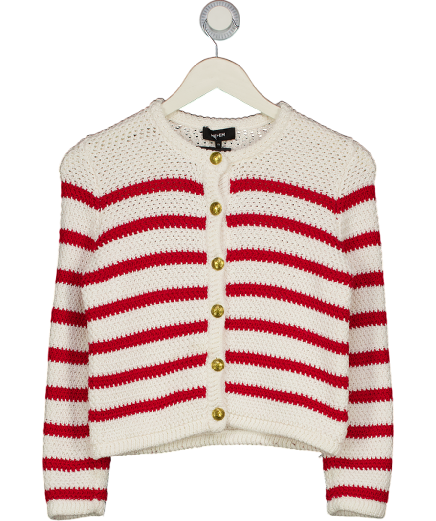 ME + EM Red / White Cotton Breton Cardigan UK XXS