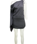 I.AM.GIA Grey Jolie Drape Off Shoulder Fluted Sleeve Open Back Mini Dress UK M