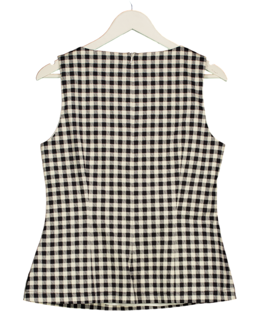 Ro&Zo Black Ivory & Gingham Cotton Peplum Top UK 12