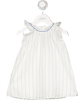 CHLOE White Blue Pinstripe Ruffle Cap Sleeve Dress 12-18 Months