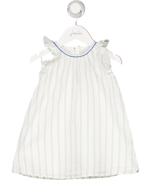 CHLOE White Blue Pinstripe Ruffle Cap Sleeve Dress 12-18 Months