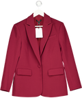 Club L Burgundy Red Plunge-neck Oversized Blazer UK 8