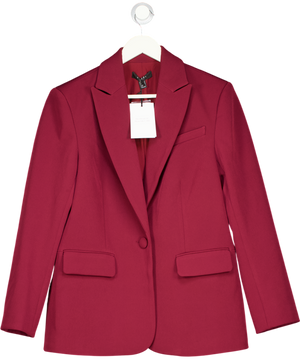 Club L Burgundy Red Plunge-neck Oversized Blazer UK 8
