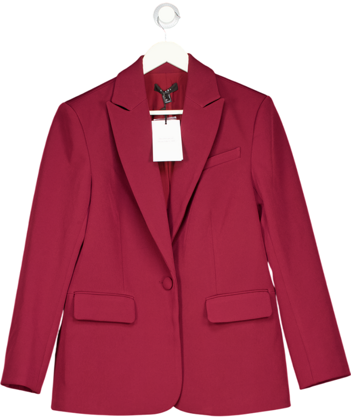 Club L Burgundy Red Plunge-neck Oversized Blazer UK 8