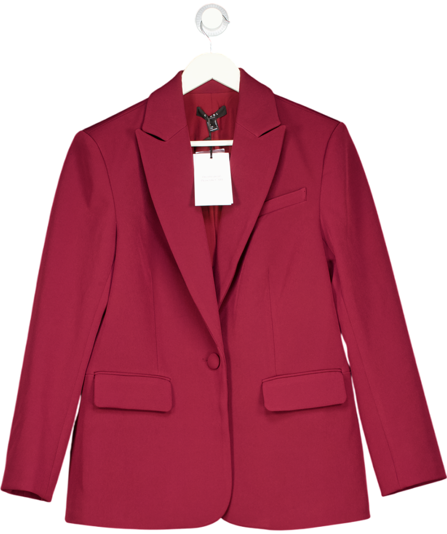 Club L Burgundy Red Plunge-neck Oversized Blazer UK 8