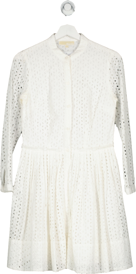 Michael Kors White Eyelet Cotton Dress UK S