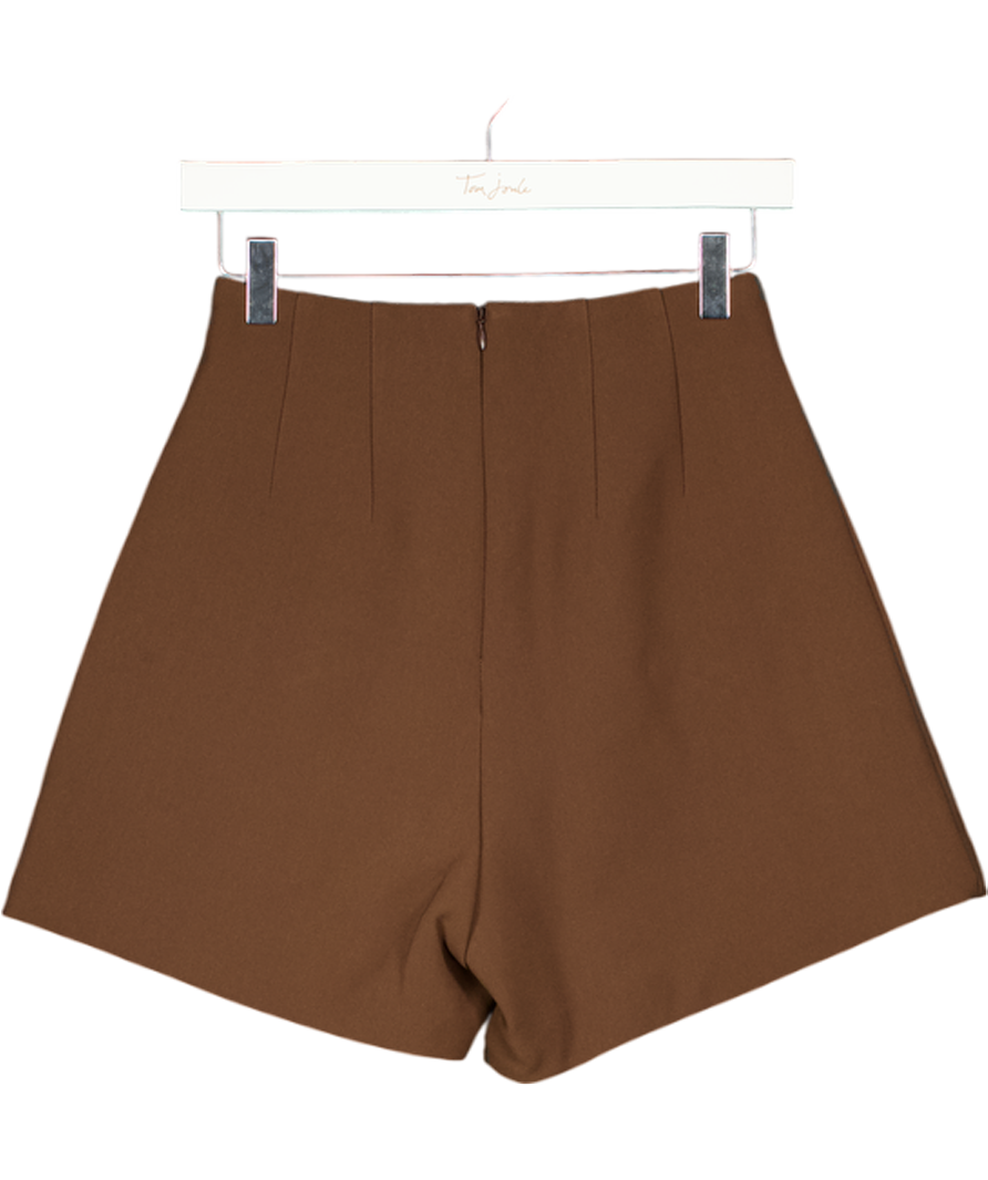 ODDMUSE Chocolate Brown High Waist Structured Shorts UK XS