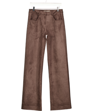 BEC + BRIDGE Brown Chocolate B Rown Lyon Faux Suede Straight Leg Pants UK 8