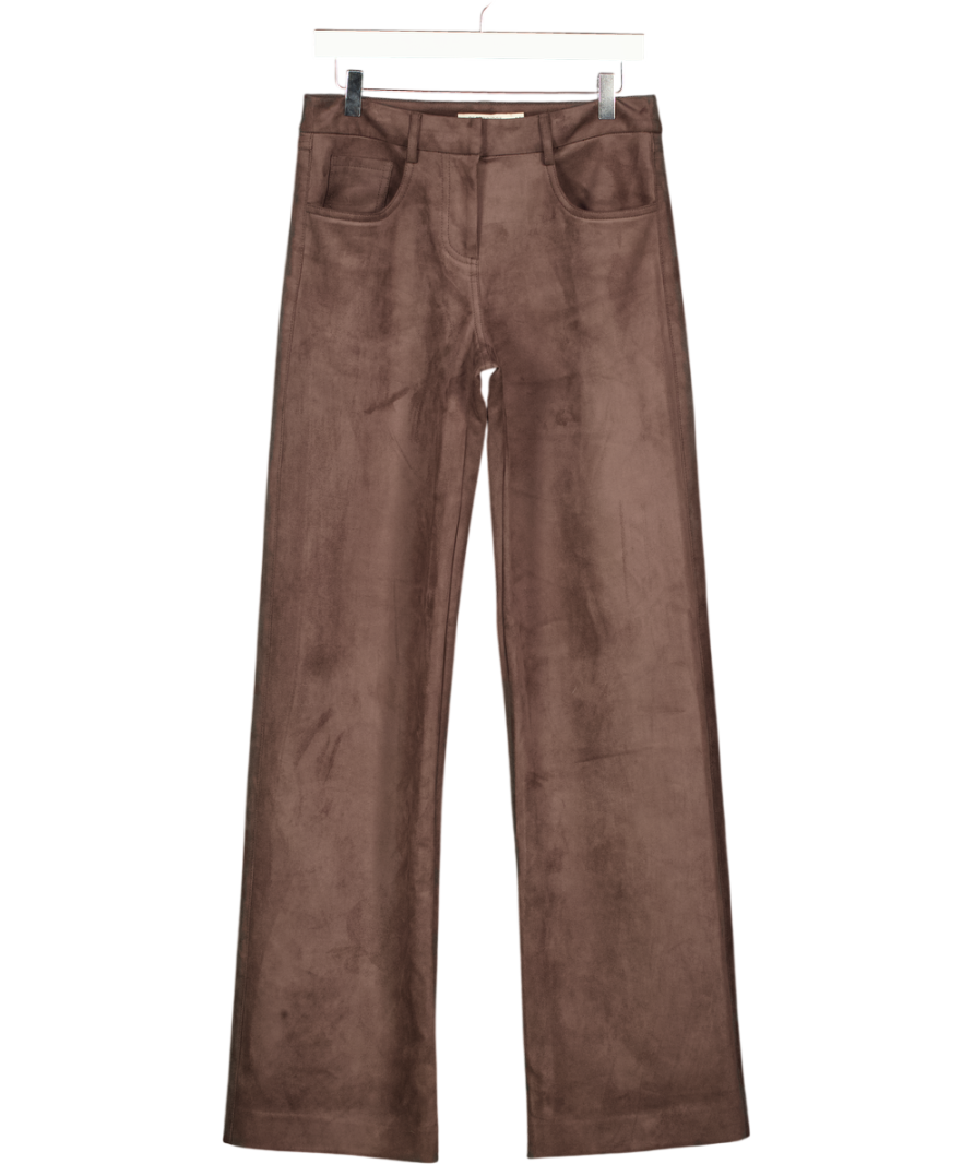 BEC + BRIDGE Brown Chocolate B Rown Lyon Faux Suede Straight Leg Pants UK 8