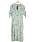 M&S Collection White / Blue Floral Smocked Waist Midi Dress UK 16