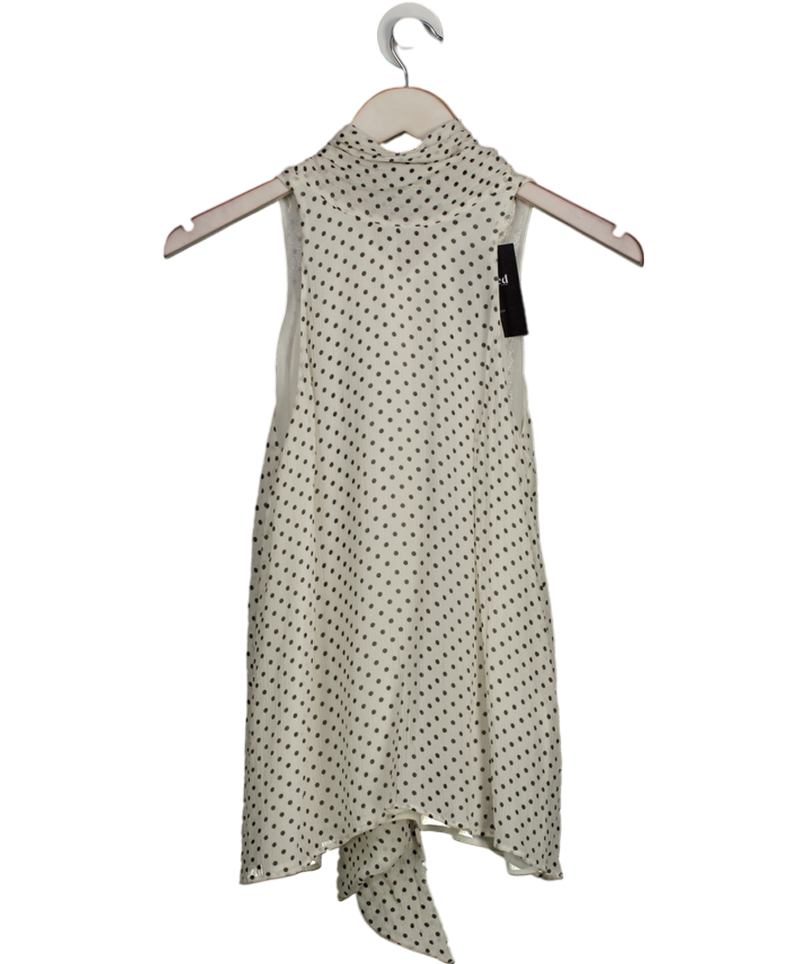 ZARA Ivory White / Black Zw Collection Polka Dot Halter Top UK S