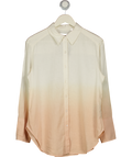 DONNA KARAN Weekend Cream Linen-blend Dip-dyed Striped Shirt UK S