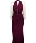 Club L Purple Plum Ppurple Halterneck Drape Detail Maxi Dress UK 6