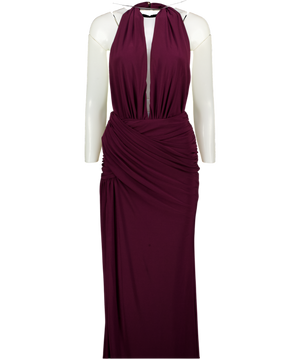 Club L Purple Plum Ppurple Halterneck Drape Detail Maxi Dress UK 6