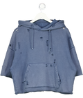 ZARA Blue Distressed Hoodie UK M