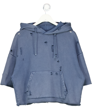 ZARA Blue Distressed Hoodie UK M