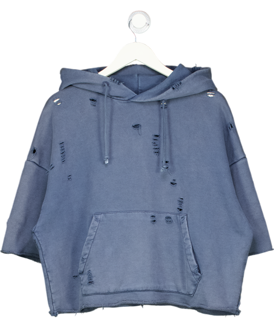 ZARA Blue Distressed Hoodie UK M