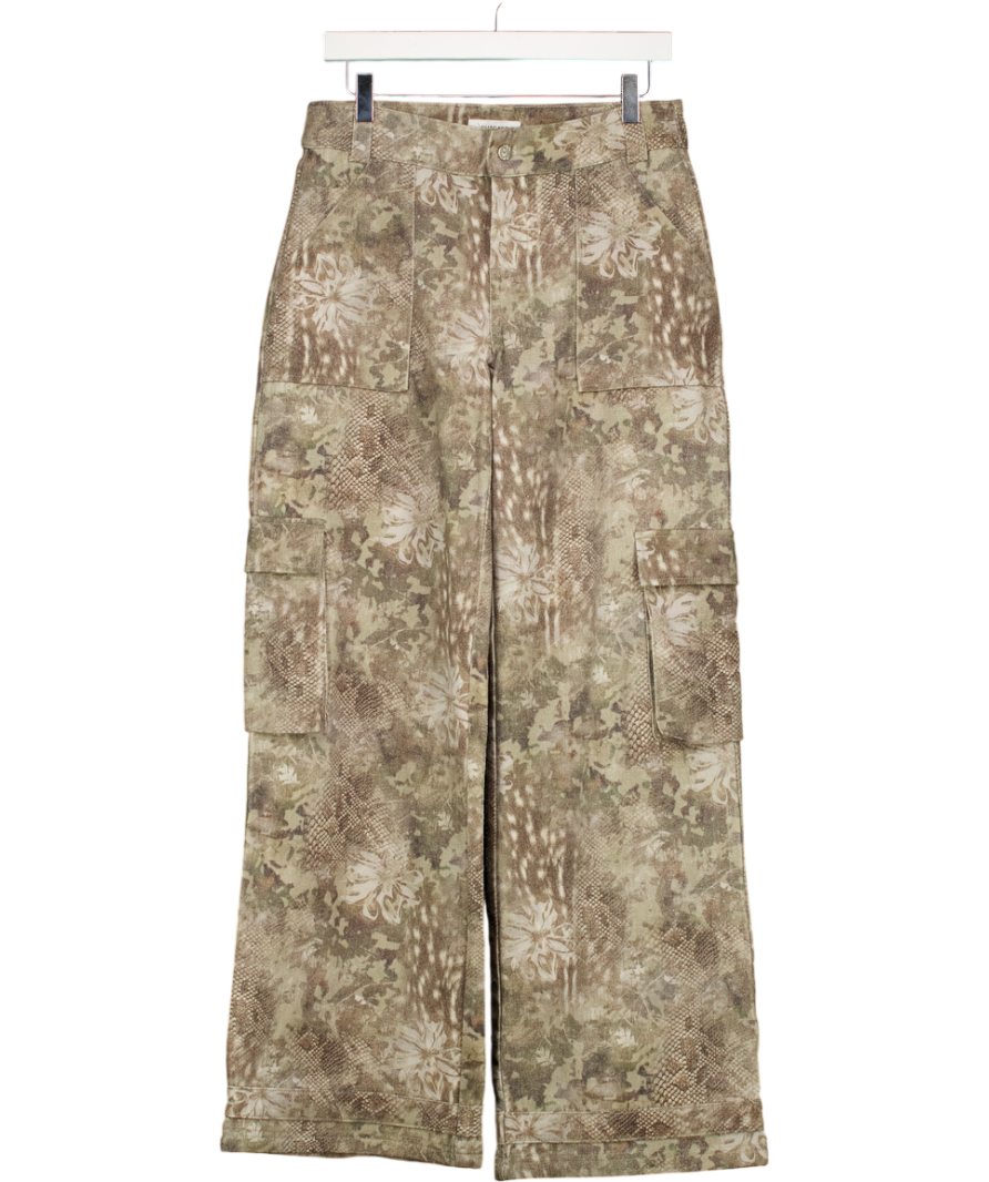 OUTCAST Green Relaxed Low-rise Zeriah Print Baggy Jeans UK S