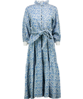 SERAPHINA LONDON Blue Floral High Neck Cord Maxi Dress UK S