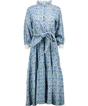 SERAPHINA LONDON Blue Floral High Neck Cord Maxi Dress UK S