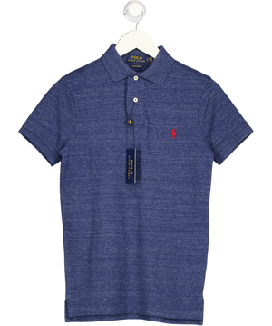 POLO RALPH LAUREN Royal Blue Heather Custom Slim Fit Polo Shirt UK XS