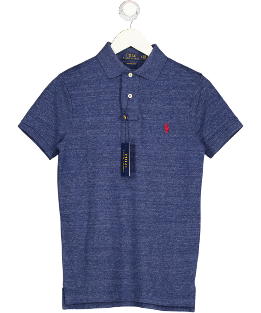 POLO RALPH LAUREN Royal Blue Heather Custom Slim Fit Polo Shirt UK XS